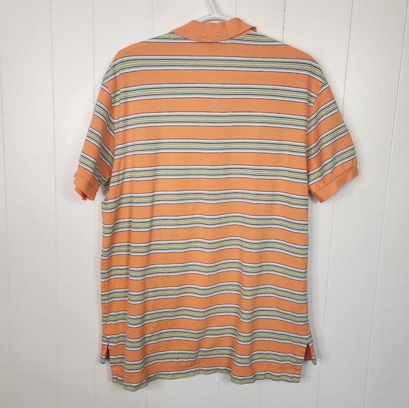 Polo Ralph Lauren Men's Polo Shirt Short Sleeve Vintage Orange Stripe Size Large - Picture 2 of 7